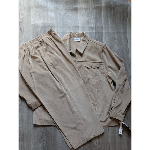 Alfred Dunner 2-Piece Set Size 20W Country Harvest Oatmeal Beige Jacket Pants - Picture 1 of 9